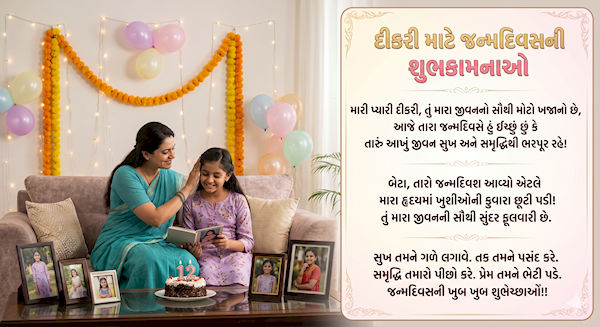 દીકરીને જન્મદિવસની શુભકામનાઓ | Gujarati Birthday Wishes for Daughter